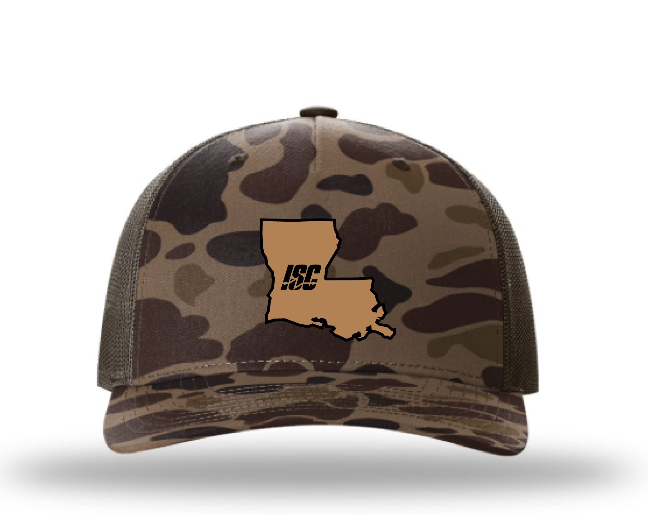 State Patch Richardson Printed 5 Panel Trucker Cap - Bark Duck Camo/Brown